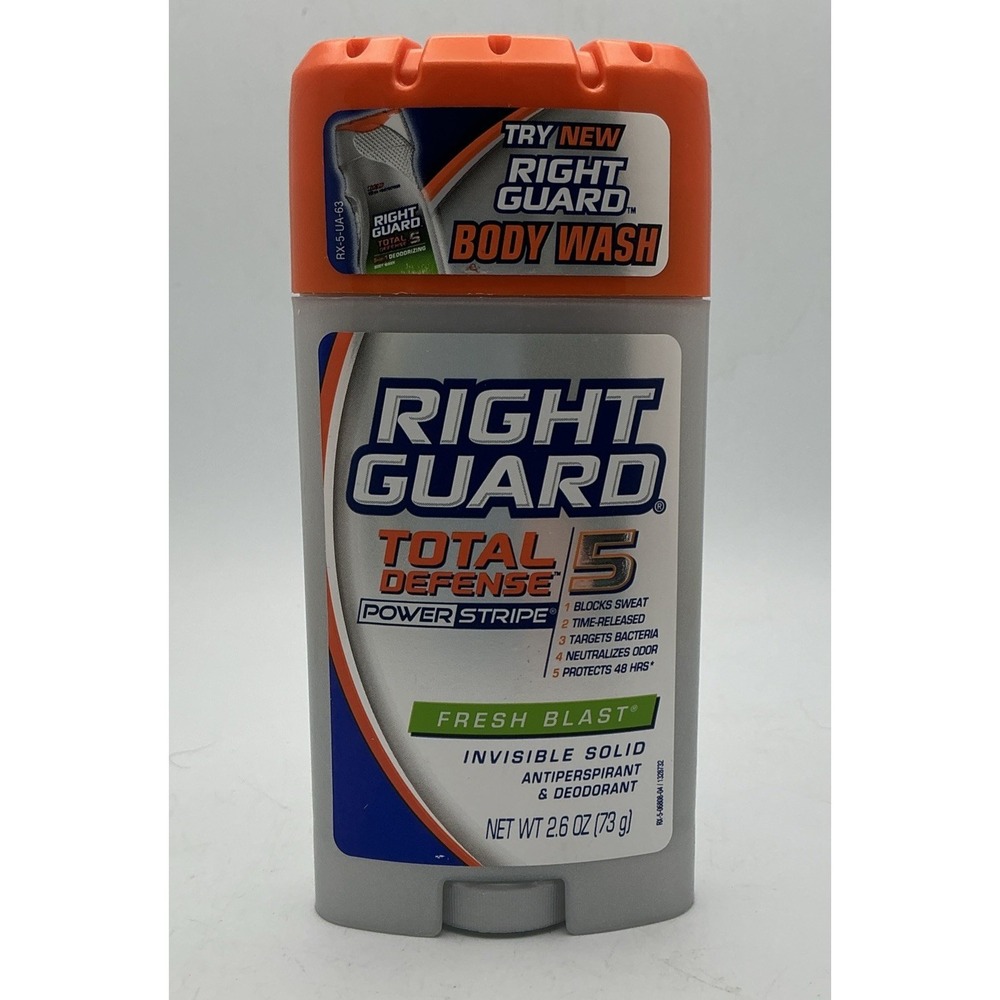 Vintage Right Guard Total‎ Defense 5, Fresh Blast, Invisible Solid, 2.6oz